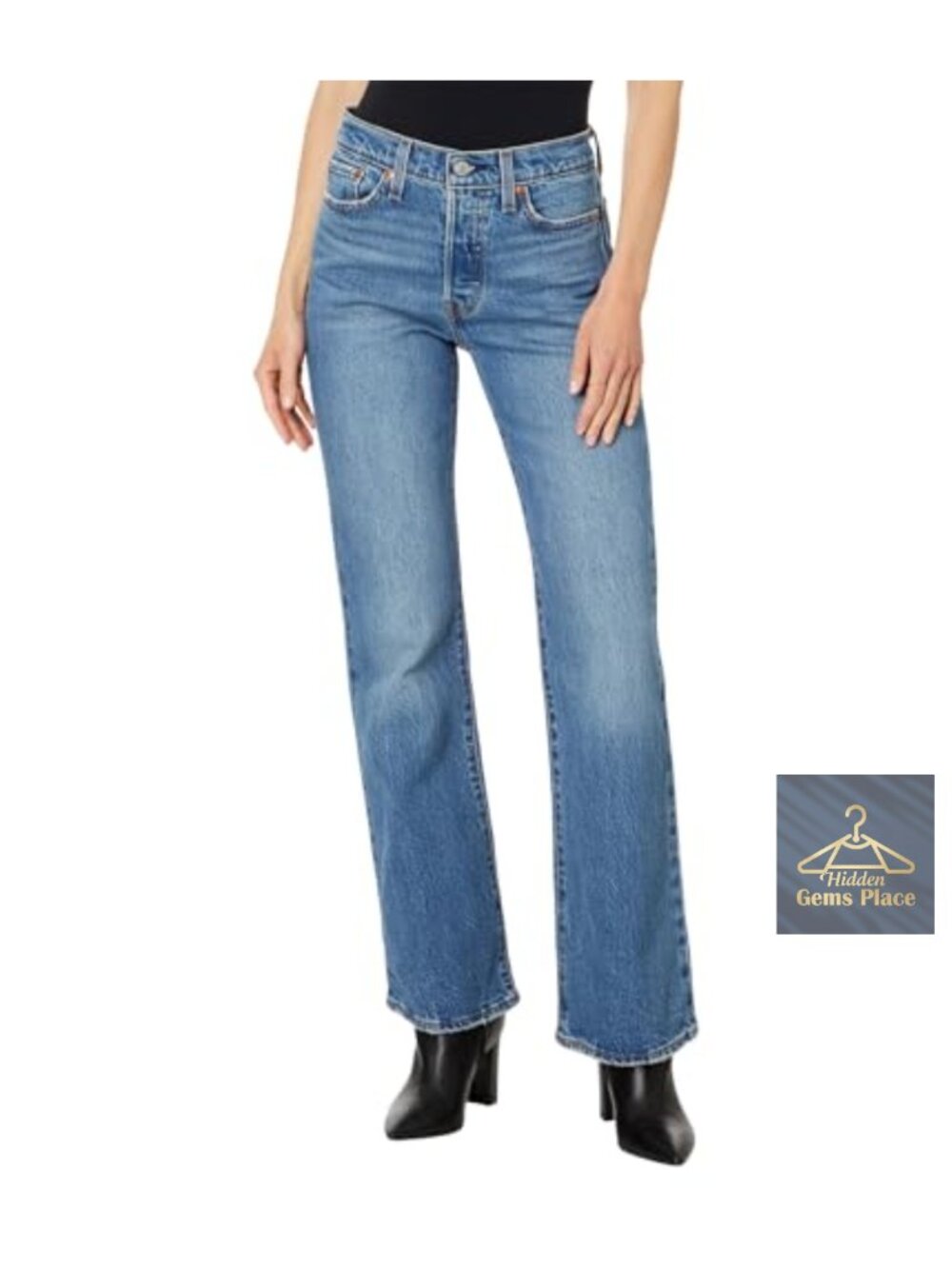 Vintage-Inspired Bootcut Jeans with Stretch - Mid Rise Fitted